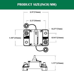 100 Amp Marine Circuit Breaker Resettable 100A with Manual Reset Switch Butto…