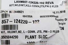 40683 LAM RESEARCH KIT, WLDMT, N2, L-CONN, JTS, PM-2 PLUS (NEW) 857-124220-102