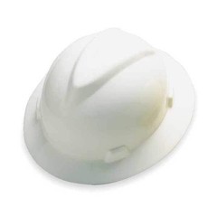 Msa Safety 475369 V-Gard Full Brim Hard Hat, Slotted, Type 1, Class E, Fas-Trac