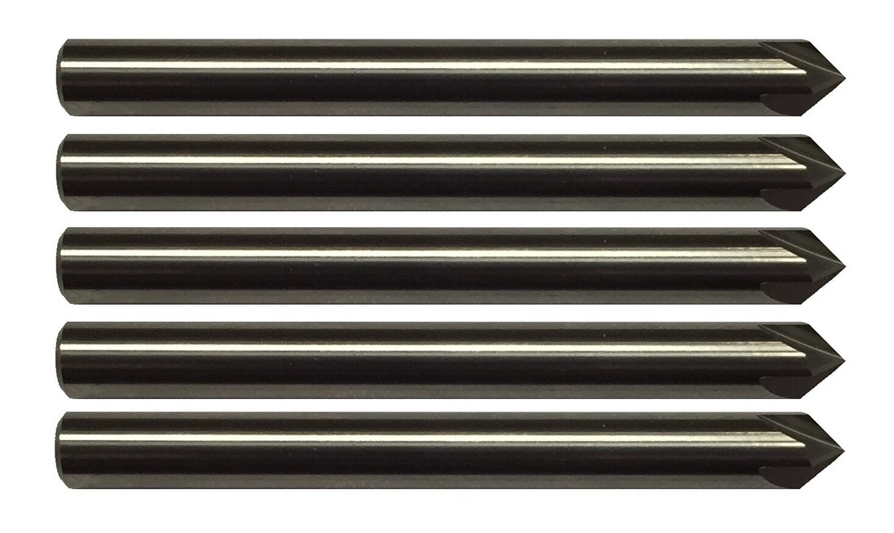 5 PCS 1/4″ 4 FLUTE 90 DEGREE CARBIDE CHAMFER MILL