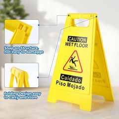 Caution Wet Floor Sign,17.5″ Height,Bright Yellow Double-Sided Folding A-Shaped