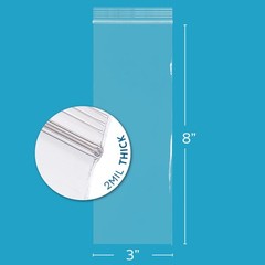 3″ x 8″ Long Zip Bags, 1000 Pack, Clear Plastic Reclosable Zip Baggies, 2 Mil…