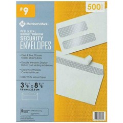 Member’s Mark Security Envelope #9, Peel & Seal Double Window (500 ct)
