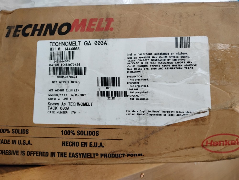 1 NEW Case HENKEL TECHNOMELT 003 ADHESIVE Bricks 22 Pounds May 2027