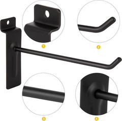 Polmart 4″ Heavy Duty Slatwall Panel Hooks, Black (24-Pack, 4-Inch)