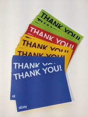 24 Ebay Thank You Cards – Red, Blue, Green and Yellow – New