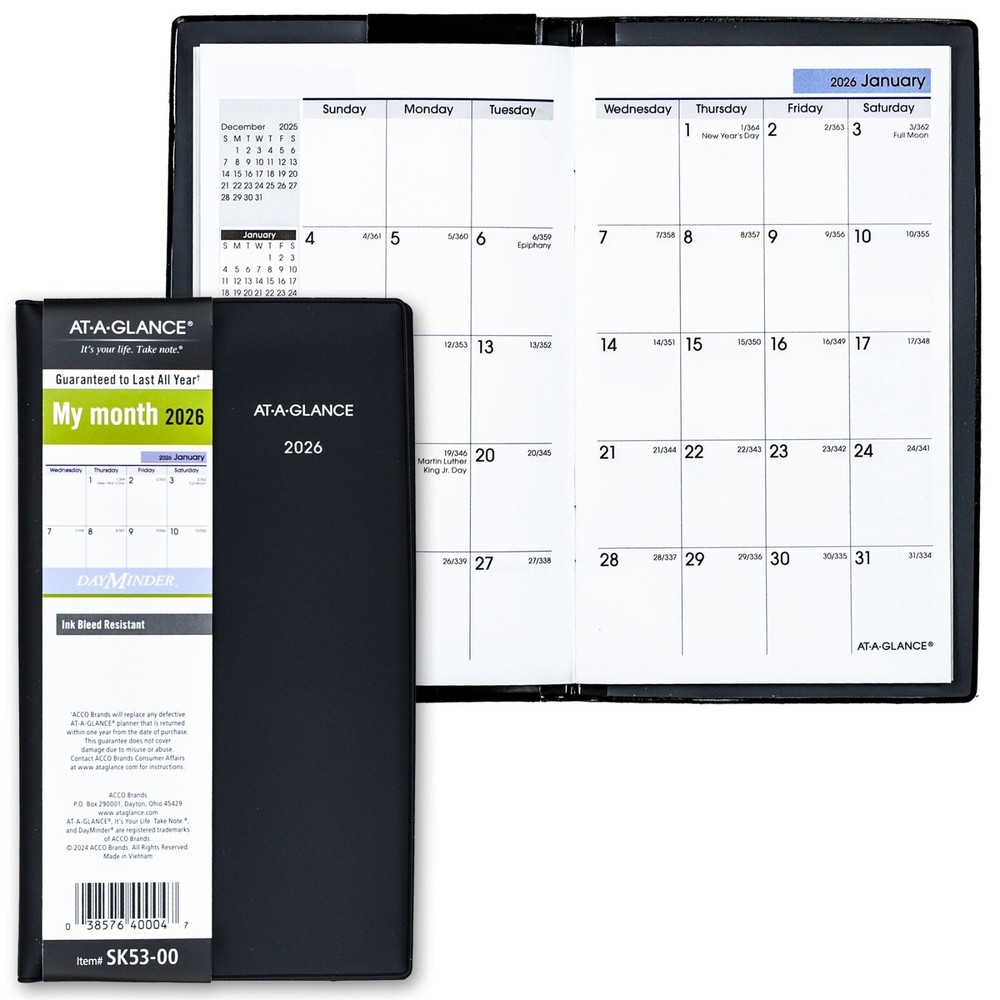 2026 At-A-Glance DayMinder SK53-00 Monthly Pocket Planner, 3-1/2 x 6″