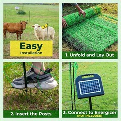 Electric Fence Netting 164ft x 42in Portable Livestock Goat Sheep Cattle