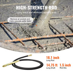 Electric Concrete Vibrator 1500Watt 16000Vpm Copper Motor Handheld Pencil Cement