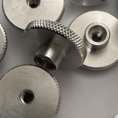 (10) Aluminum Knurled Knob , 10-32″ Tapped Thru , 3/8″ Base Dia. Free Shipping!!