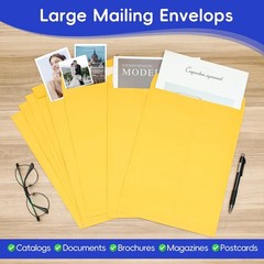 25 Pack 9 x 12 Catalog Mailing Envelopes, Self-Seal Brown Kraft Manilla