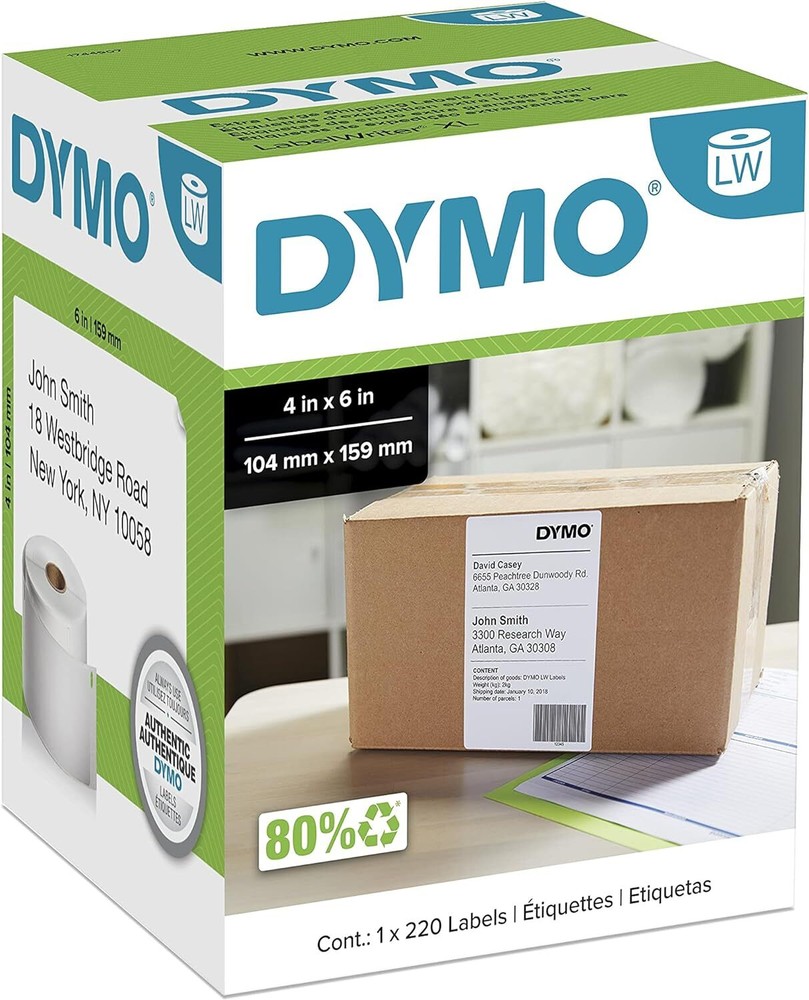 DYMO LabelWriter Shipping – Shipping Labels – Black on White – 4 in x 6 in – 220