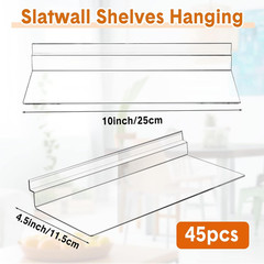 45 Pcs Hanging Slatwall Shelves Accessories Clear Slatwall Wire Shelf Shoe Shelv