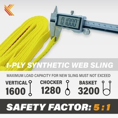 1-Ply Webbing Sling 1”x 4ft Lifting Straps 1Pack Heavy 1inch x 4ft, 1 PACK