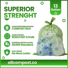 Compostable Trash Bags 13 Gallon Master Box 30 packs 750 count Certified BPI
