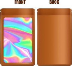 100 Pack Brown Holographic Ziplock Bags Resealable Sealable Mylar Packaging Bag