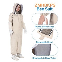 ZMHBKPS Beekeeping Suit, Full Body, Polycotton with Veil and Gloves