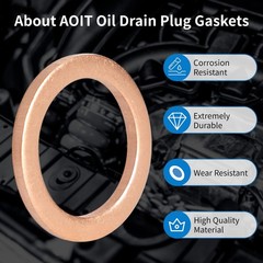 M12 Copper Oil Drain Plug Crush Washer Gasket Fits for BMW, M12 x 17 x 1.5, 10Pa