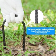 Heavy Duty U-Shaped Rebar Stakes 10″x3″ – Ground Anchor for Trampoline, Garden,