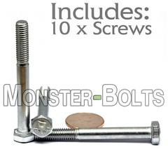 M6-1.0 x 55mm – Qty 10 – DIN 931 Hex Cap Bolt / Screw – Stainless Steel A2 (PT)