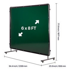 Uimoso 3-Panel Welding Screen with Frame, 6 x 8 FT, Includes 12 Wheels