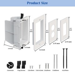 Recessed Outlet/Electrical Box Single Gang, Outlet White-1 Pack