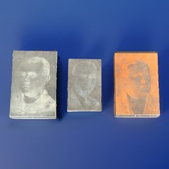Vintage Male Portrait Printing Blocks Lot 3 Letterpress Printer Cuts Zinc