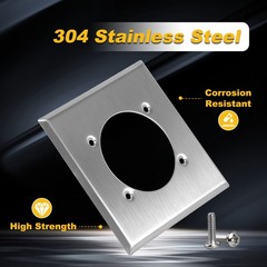 2 Gang Single Hole Outlet Cover Wall Plate & 4Screws for 14-50R Hubbell HBL9450A