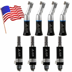 10 Sets Dental Air Motor 4Hole E-type + Low Speed Contra Angle Black fit 2.35mm