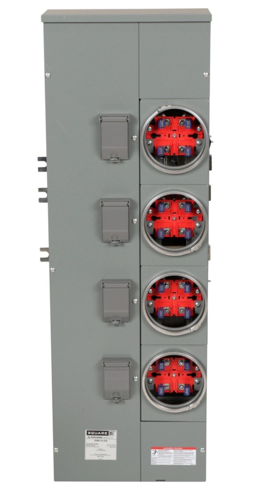 EZM114225, 225A, 4 sockets, 120/240 VAC, no bypass, ringed, 800A Al busbar