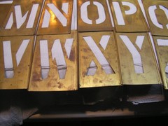 Vintage CH Hanson 45 Brass Stencils 4” Letters Numbers +Punctuation with OLD Box