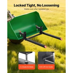 Uimoso 43 Inch 2000 lbs Clamp On Tractor Forks w/Adjustable Stabilizer Bar