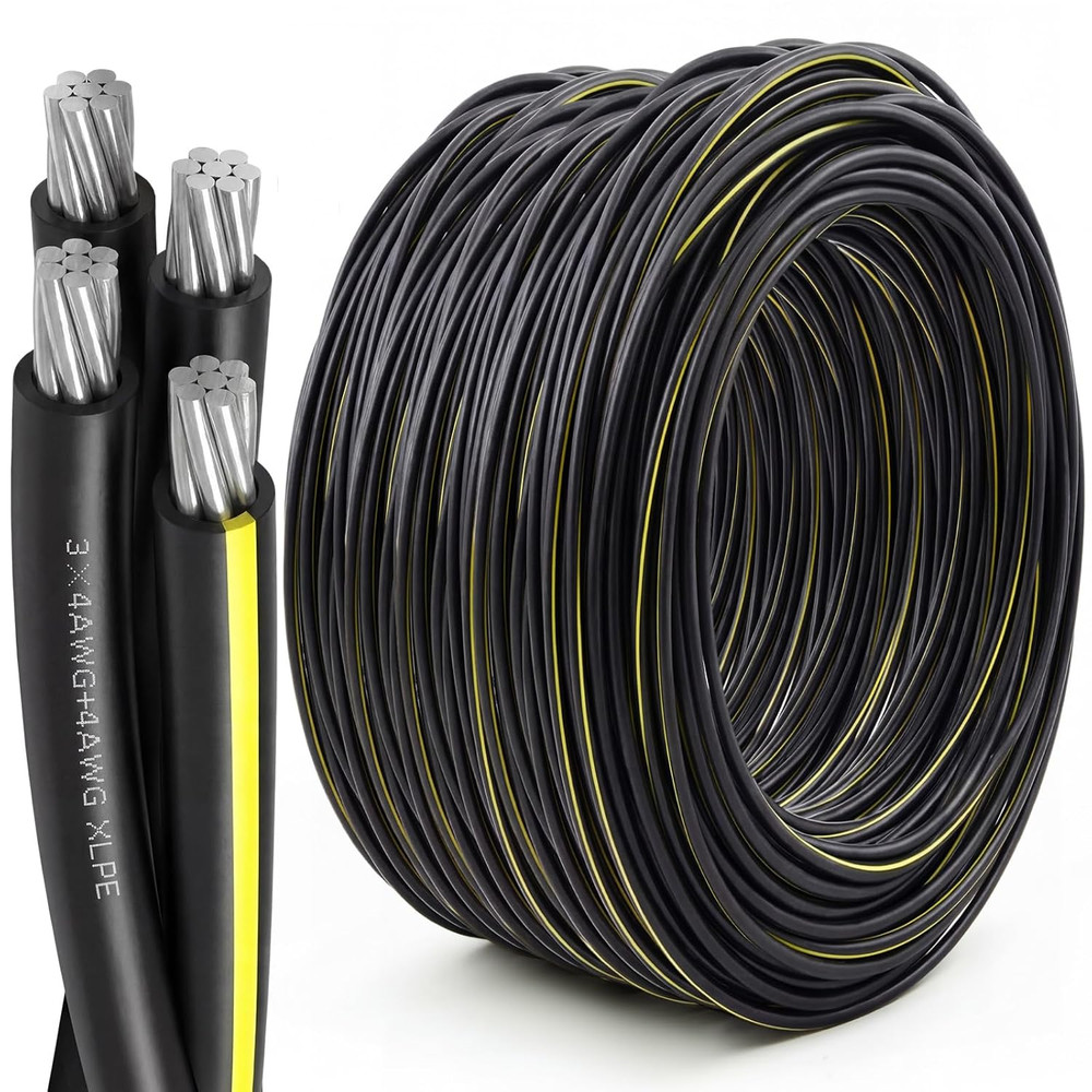 175Ft 4-4-4-4 Quadruplex Aluminum URD Cable 600V for Direct Burial Use