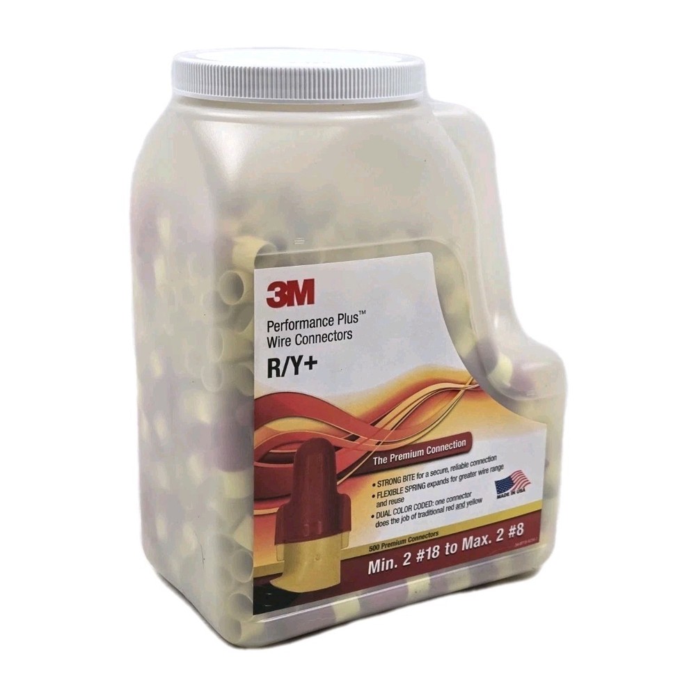 3M Performance Plus Wire Connector R/Y+JUG 500 PCS, 7000058824 New Free Shipping