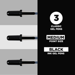 SAKURA 3-Piece Gelly Roll Blister 1 Count (Pack of 3), Classic Med 3-pc Black