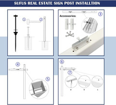 6′ Vinyl PVC Realtor Sign Post with Flat Cap for Open House – White