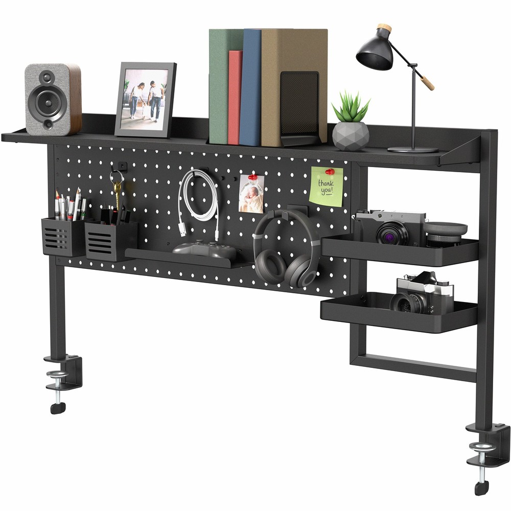 VIVO Black Steel Clamp-on 46″ Multi-Purpose Pegboard Organizer