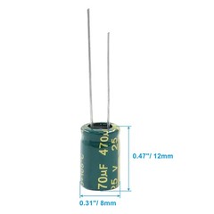 Hordion 20PCS 25V 470UF Electrolytic Capacitor, 0.31×0.47in High Frequency Alumi