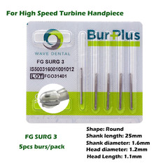 Wave Dental Carbide Burs FGOS Surgical Length 25mm Friction Grip FG 19mm Round