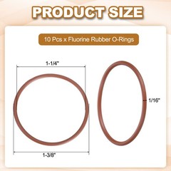 10Pcs AS-026 O-Rings, Fluorine Rubber O-Rings 1-1/4″ ID 1-3/8″ OD 1/16″ Width
