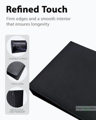 Compact 3-Ring Check Binder for Deskbook Checks, Vegan Leather Cover, 9″x11.25
