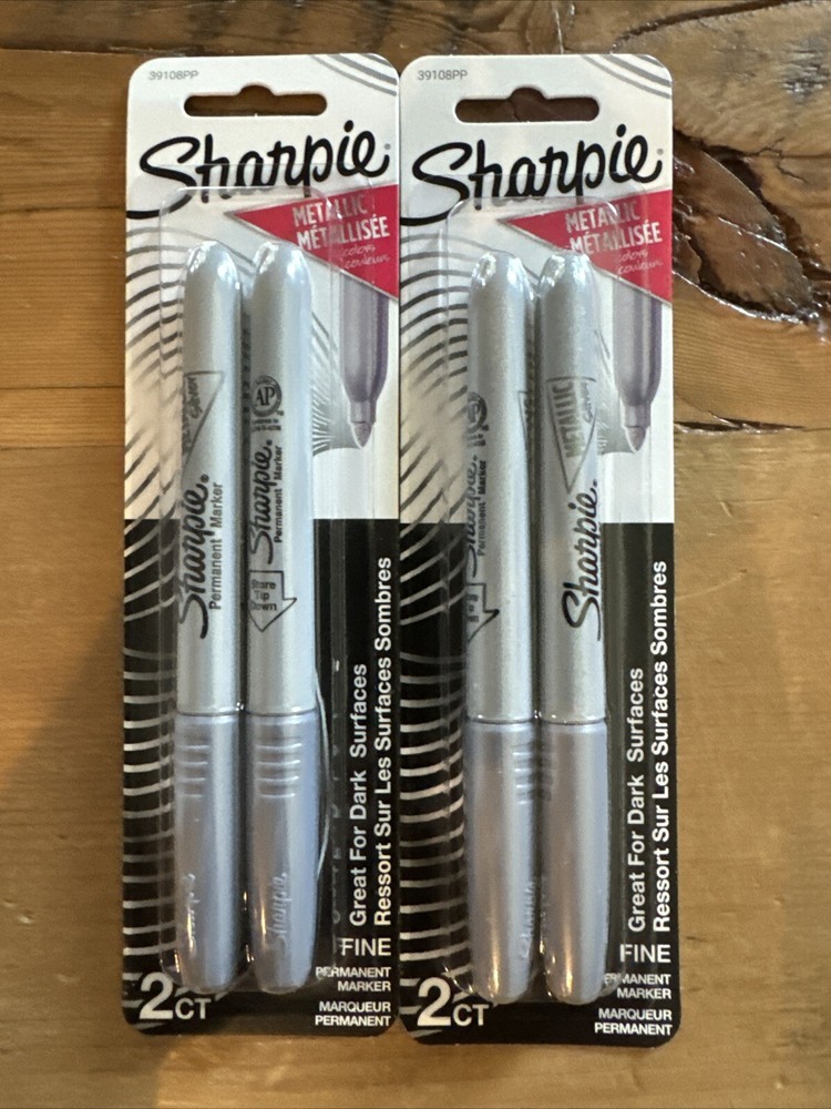 Sharpie Fine Point Metallic Silver Permanent Marker 1 Pack of 2 Markers LOOK!