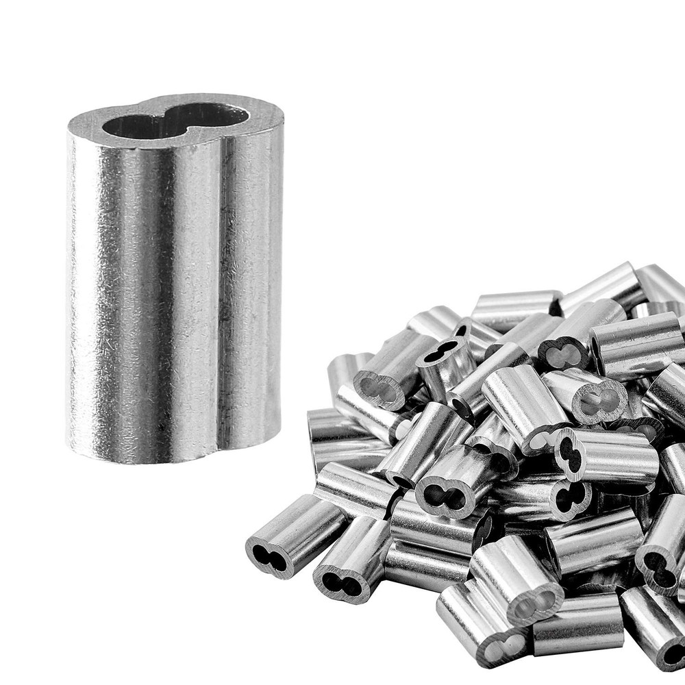 QDiShi 1/8 3mm Aluminum Crimping Loop Sleeve for 1/8 Wire Rope, Cable Ferrule…