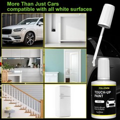 1oz White Car Paint Touch Up Auto Scratch Repair with Built-in Brush 30ml
