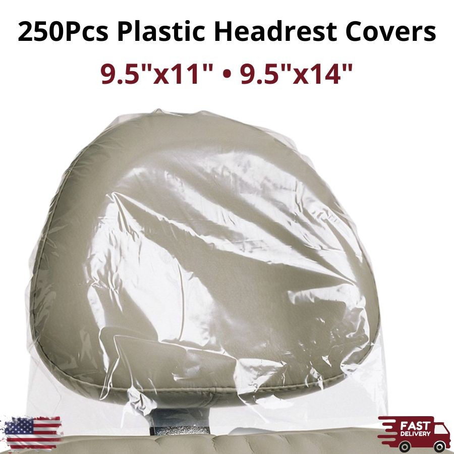 MARK3 250Pcs Dental Chair Headrest Covers Plastic Clear 9.5×11 9.5×14 Latex-Free