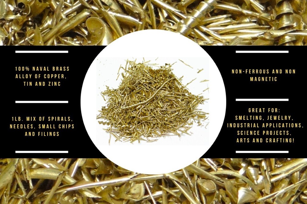 1LB of Unique Naval Brass Shavings Filings Turnings Chips Science Orgone Art