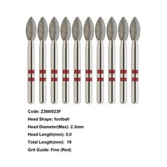 Zirconia Diamond Burs Friction Grip Egg Football Ball Round End Taper Cylinder