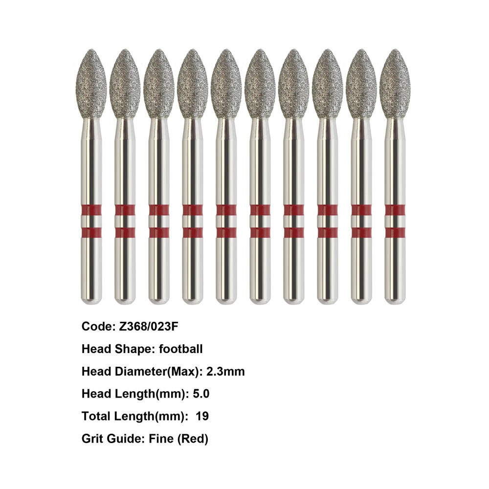Zirconia Diamond Burs Friction Grip Egg Football Ball Round End Taper Dental Bur