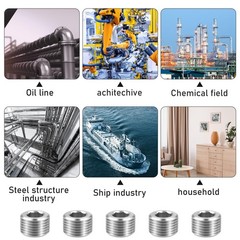 5 PCS 3/8″ NPT Male Pipe Plug Stainless Steel 3/8 NPT, Silver