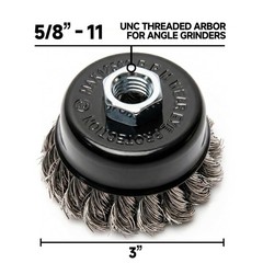 8 Pack 3 Inch Stainless Steel Wire Wheel Cup Brush for Angle Grinder, Twist K…